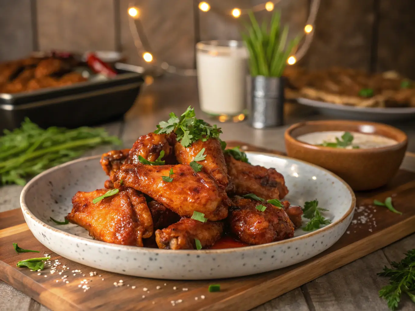 A tempting image of crispy chicken wings, garlic bread, and a refreshing glass of lemonade, showcasing the variety of sides and beverages available.